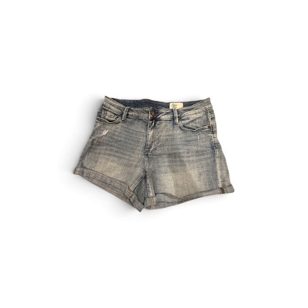 Cosmic Blue Love Womens Light Wash Cuffed Denim Jean Shorts 14W Pre-owned